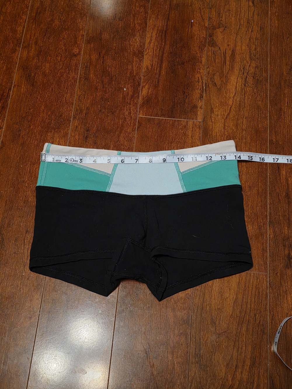lululemon athletica Black Bike Shorts with Teal and Light Waistband